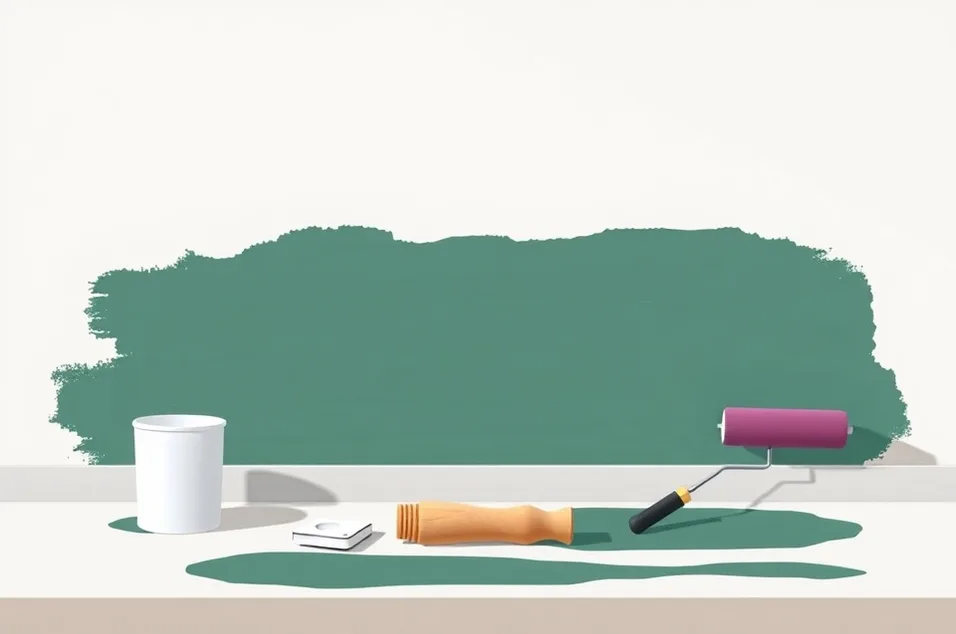 Outils de peinture disposés dans l'ordre des étapes du chantier